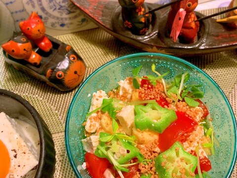 彩り夏野菜と長芋の豆腐サラダ